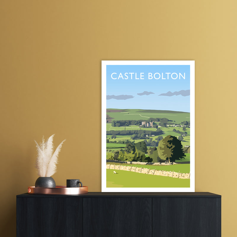 Castle Bolton Portrait Travel Art Print by Richard O'Neill A1 Black Frame