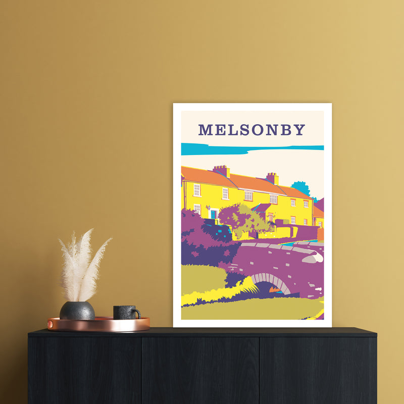 Melsonby Portrait Travel Art Print by Richard O'Neill A1 Black Frame