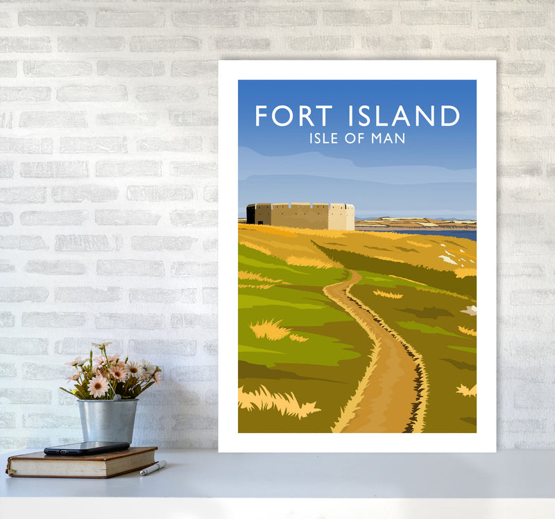 Fort Island portrait Travel Art Print by Richard O'Neill A1 Black Frame