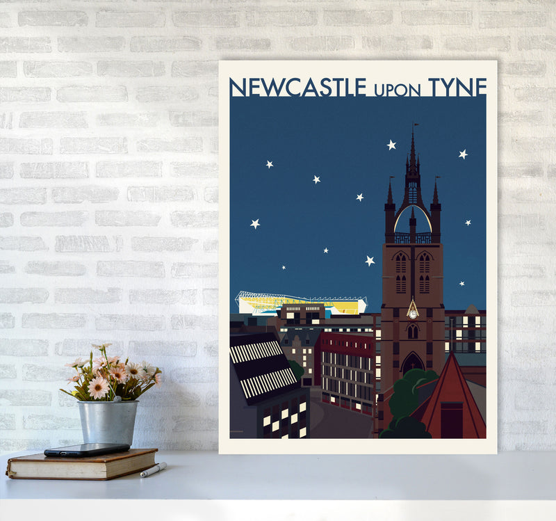 Newcastle upon Tyne 2 (Night) Travel Art Print by Richard O'Neill A1 Black Frame