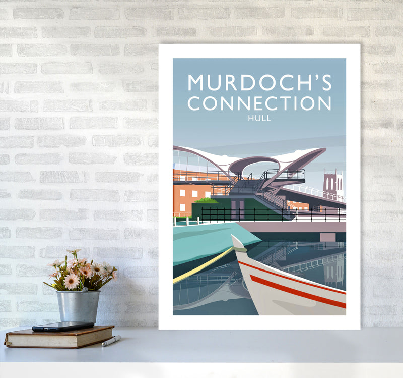 Murdoch's Connection portrait Travel Art Print by Richard O'Neill A1 Black Frame