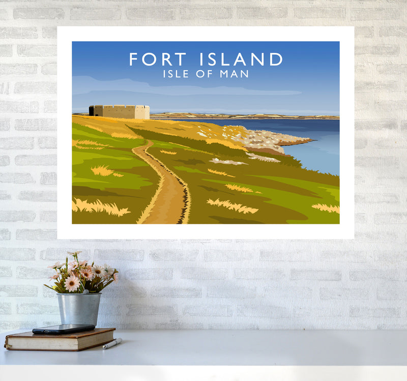 Fort Island Travel Art Print by Richard O'Neill A1 Black Frame