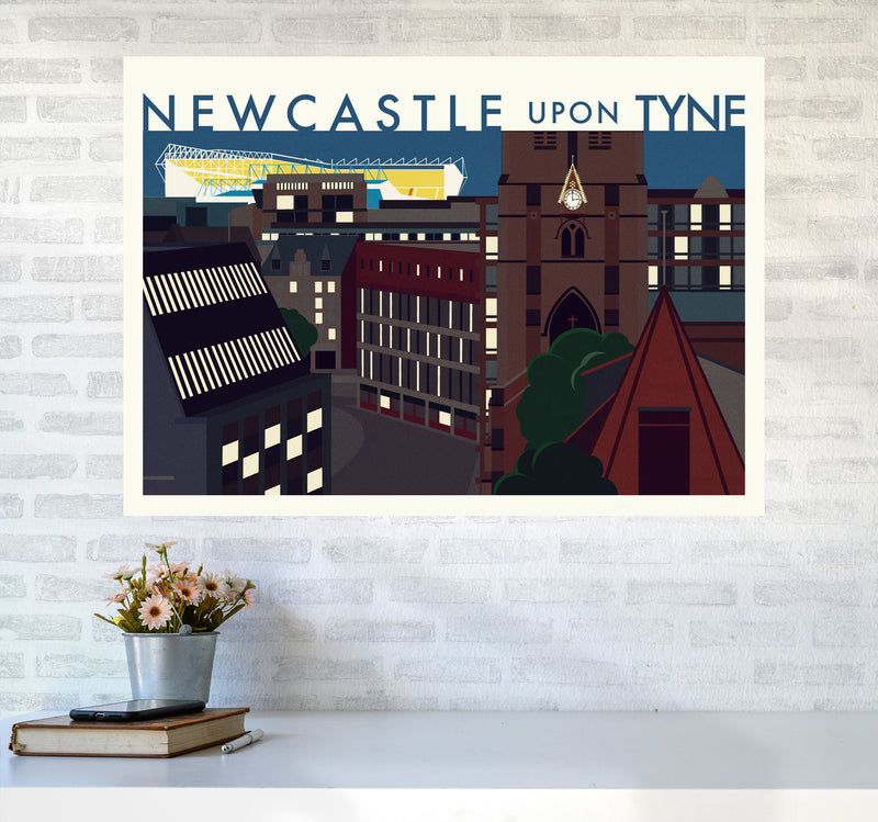 Newcastle upon Tyne 2 (Night) landscape Travel Art Print by Richard O'Neill A1 Black Frame