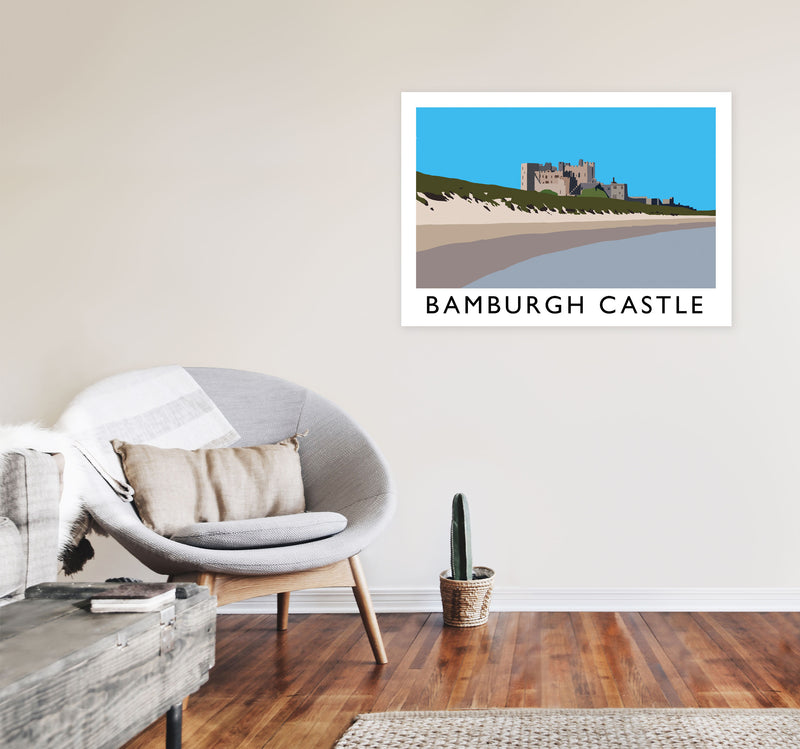 Bamburgh Castle Framed Digital Art Print by Richard O'Neill A1 Black Frame