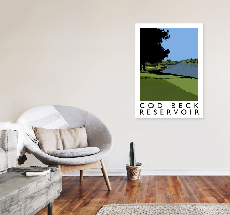 Cod Beck Reservoir Framed Digital Art Print by Richard O'Neill A1 Black Frame