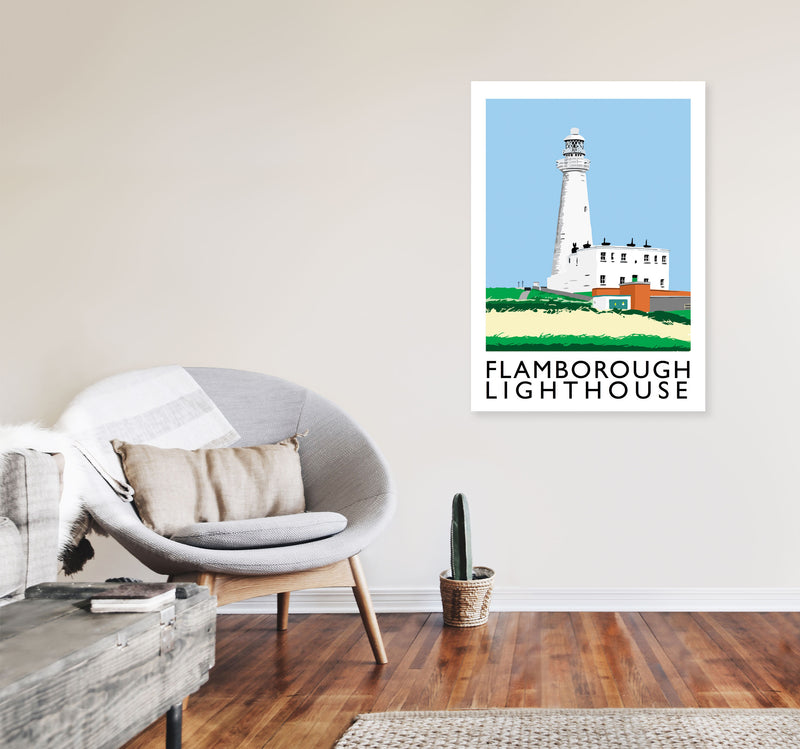 Flamborough Lighthouse Framed Digital Art Print by Richard O'Neill A1 Black Frame