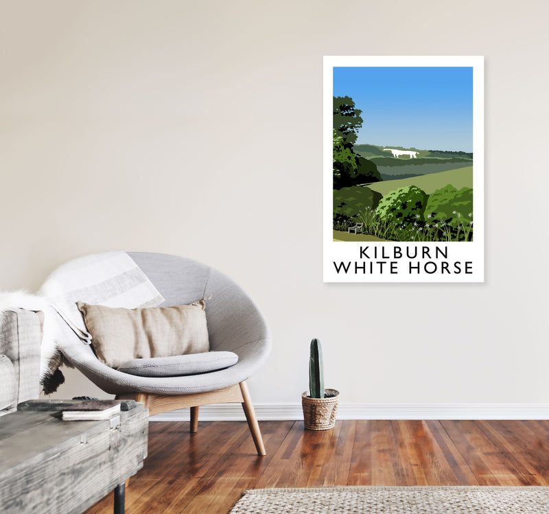 Kilburn White Horse by Richard O'Neill Yorkshire Art Print A1 Black Frame