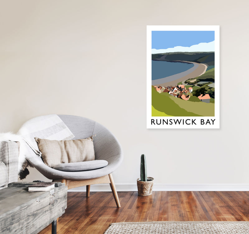 Runswick Bay Art Print by Richard O'Neill A1 Black Frame
