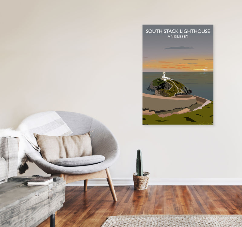South Stack Lighthouse Anglesey Framed Digital Art Print by Richard O'Neill A1 Black Frame