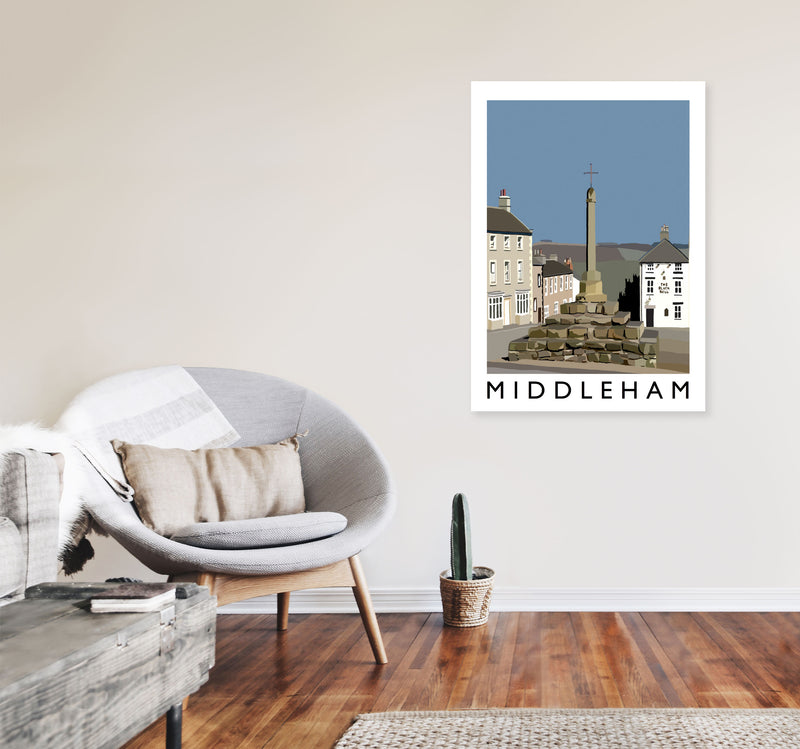 Middleham by Richard O'Neill Yorkshire Art Print, Vintage Travel Poster A1 Black Frame