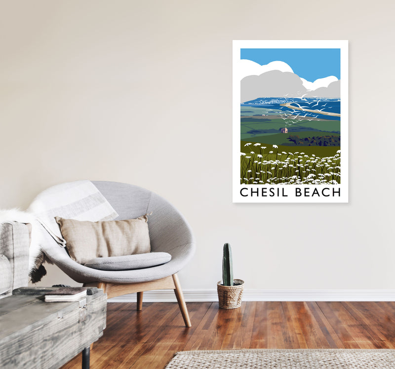 Chesil Beach by Richard O'Neill A1 Black Frame