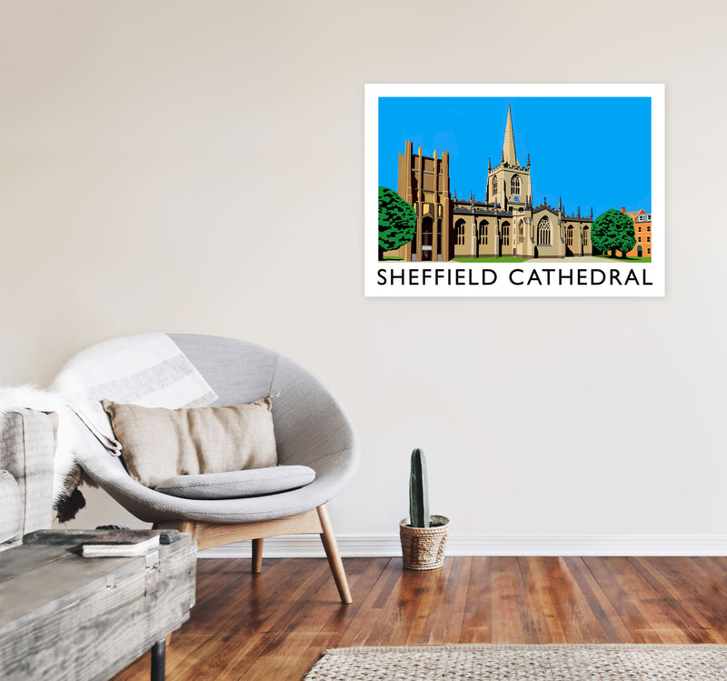 Sheffield Cathedral by Richard O'Neill Yorkshire Art Print, Travel Poster A1 Black Frame