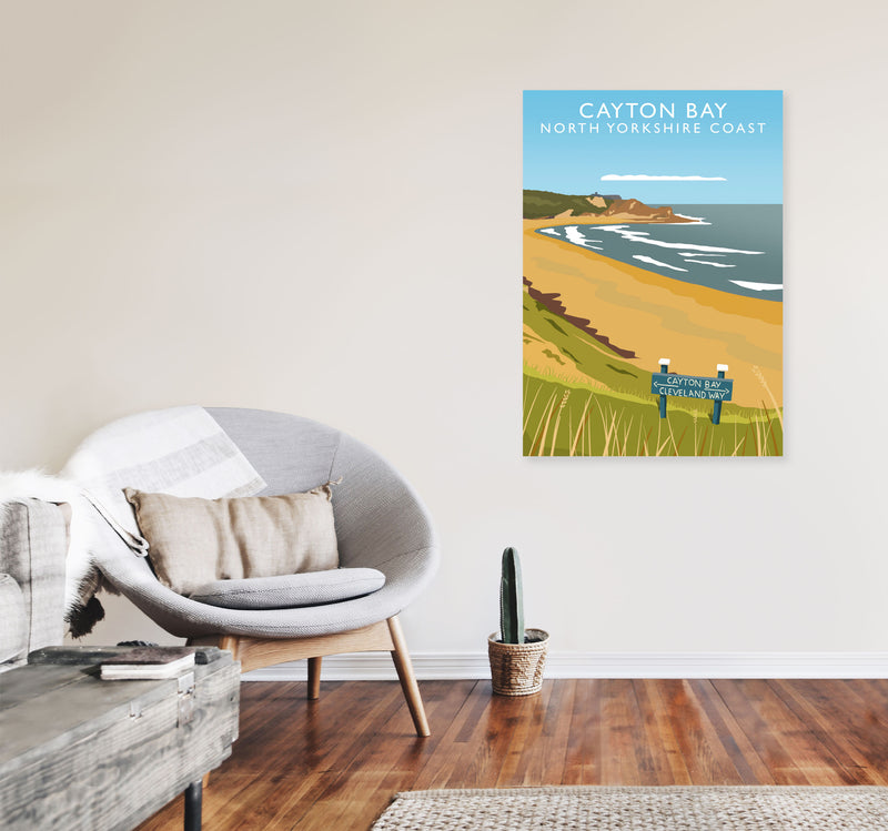 Cayton Bay North Yorkshire Coast Framed Digital Art Print by Richard O'Neill A1 Black Frame