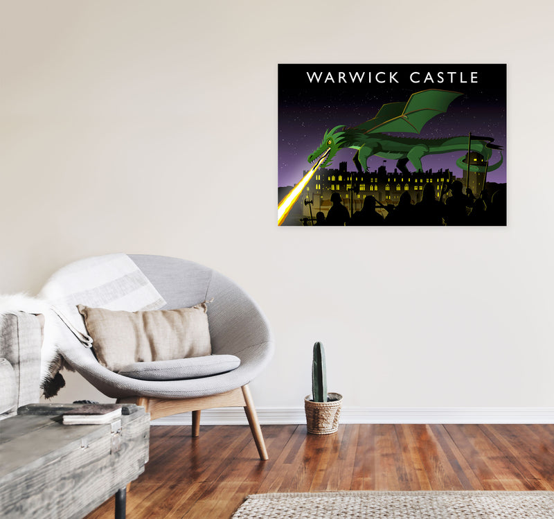 Warwick Castle With Dragon (Landscape) by Richard O'Neill A1 Black Frame