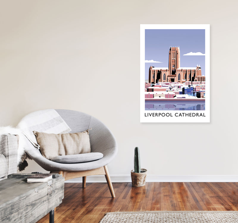 Liverpool Cathedral In Snow Portrait by Richard O'Neill A1 Black Frame