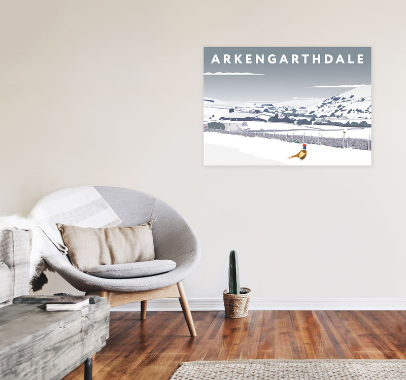 Arkengarthdale In Snow by Richard O'Neill A1 Black Frame