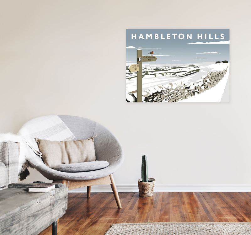 Hambleton Hills In Snow by Richard O'Neill A1 Black Frame