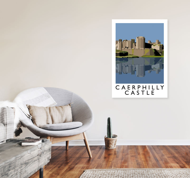Caerphilly Castle Portrait by Richard O'Neill A1 Black Frame