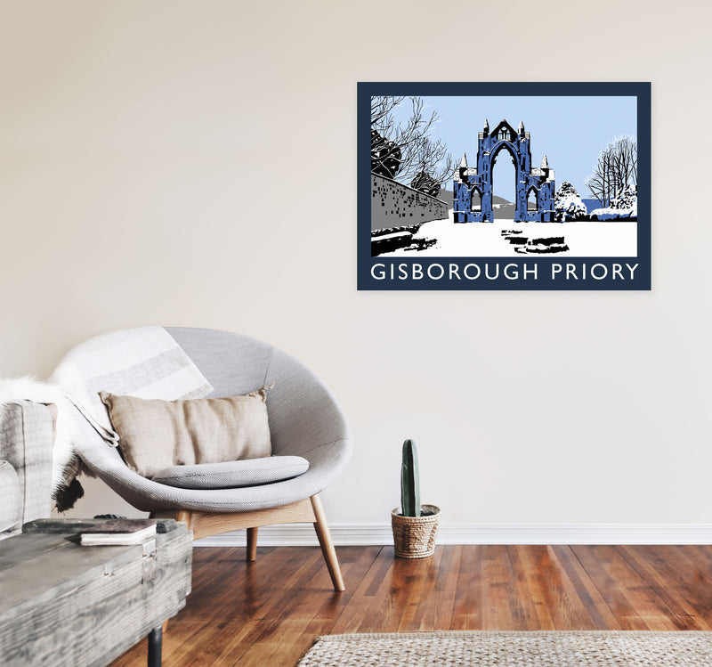 Gisborough Priory In Snow by Richard O'Neill A1 Black Frame