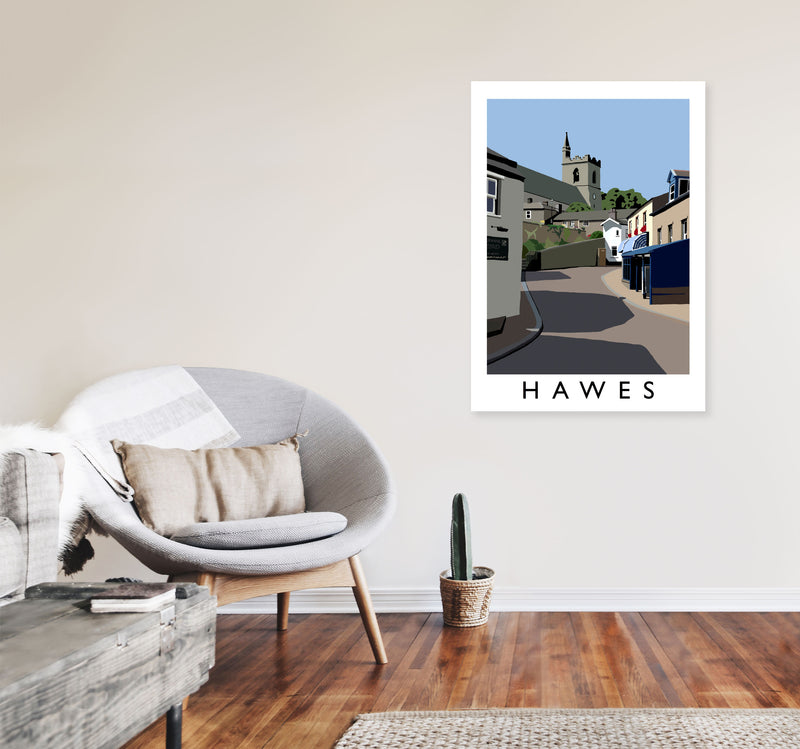 Hawes Travel Art Print by Richard O'Neill, Framed Wall Art A1 Black Frame