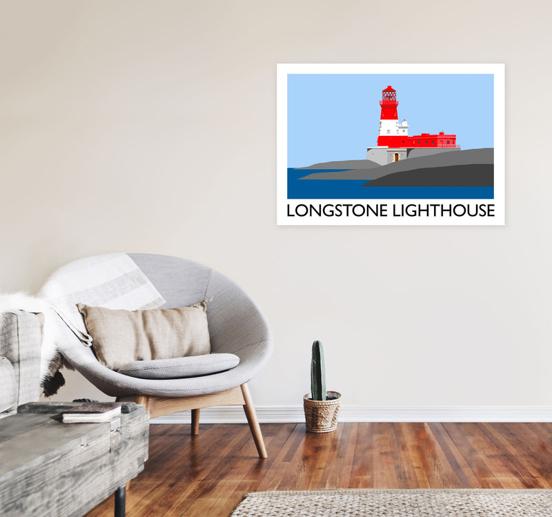 Longstone Lighthouse Travel Art Print by Richard O'Neill, Framed Wall Art A1 Black Frame