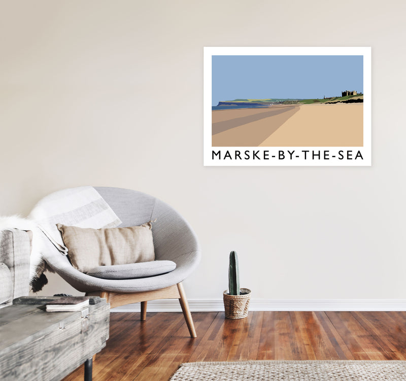Marske-By-The-Sea Travel Art Print by Richard O'Neill, Framed Wall Art A1 Black Frame