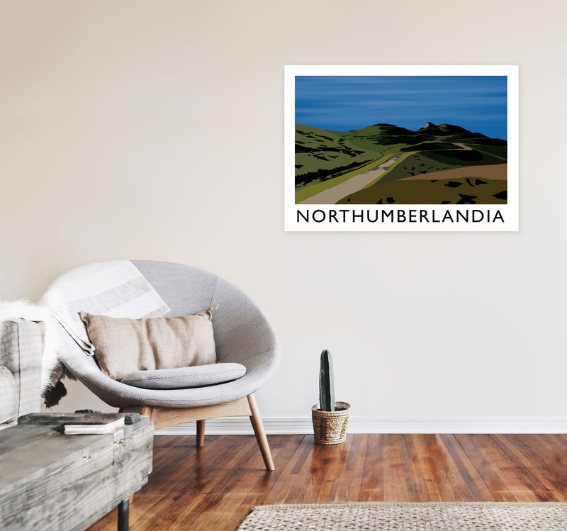 Northumberlandia Travel Art Print by Richard O'Neill, Framed Wall Art A1 Black Frame