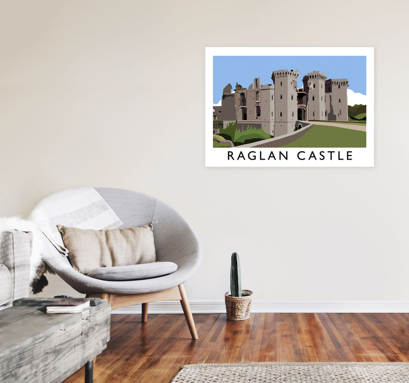 Raglan Castle Travel Art Print by Richard O'Neill, Framed Wall Art A1 Black Frame