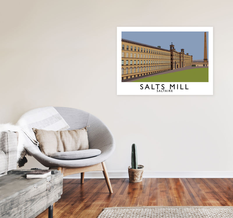 Salts Mill Travel Art Print by Richard O'Neill, Framed Wall Art A1 Black Frame