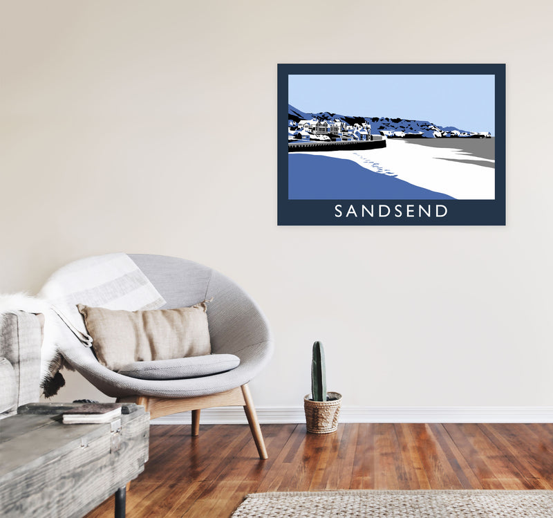 Sandsend Travel Art Print by Richard O'Neill, Framed Wall Art A1 Black Frame