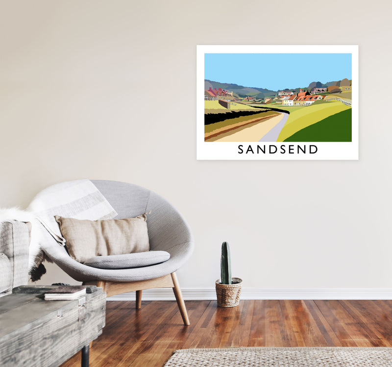 Sandsend Travel Art Print by Richard O'Neill, Framed Wall Art A1 Black Frame
