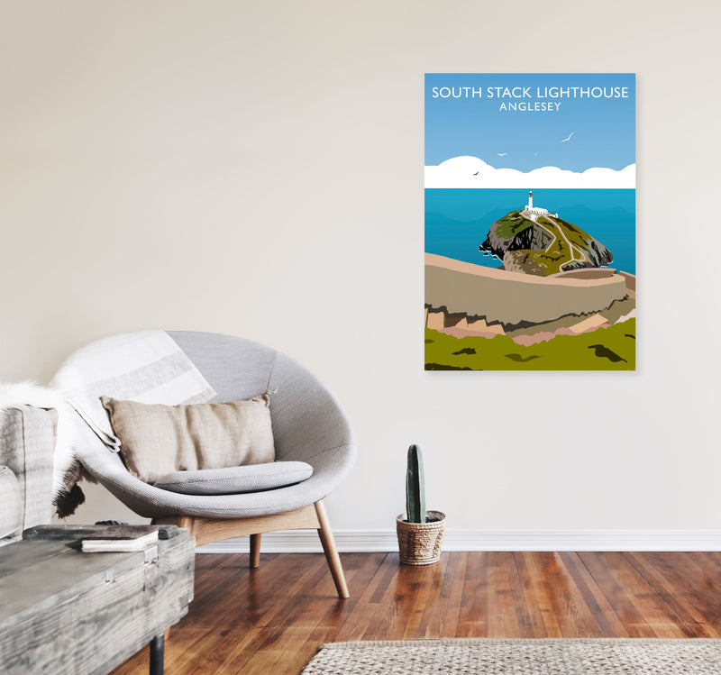 South Stack Lighthouse Anglesey Travel Art Print by Richard O'Neill A1 Black Frame