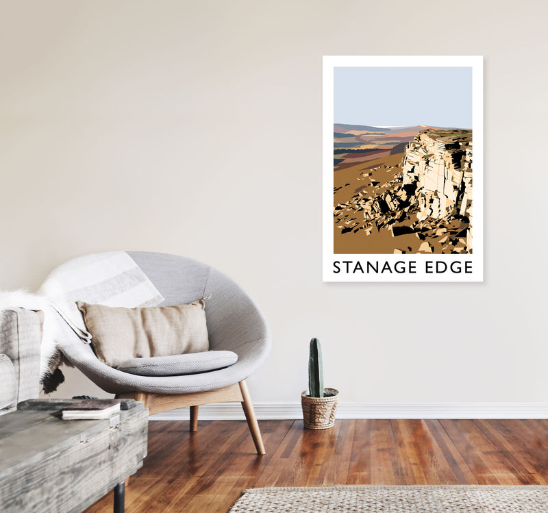 Stanage Edge Travel Art Print by Richard O'Neill, Framed Wall Art A1 Black Frame