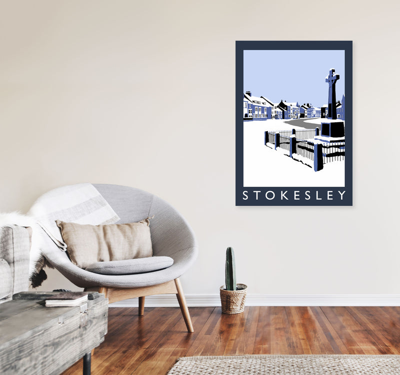 Stokesley In Snow Portrait by Richard O'Neill A1 Black Frame