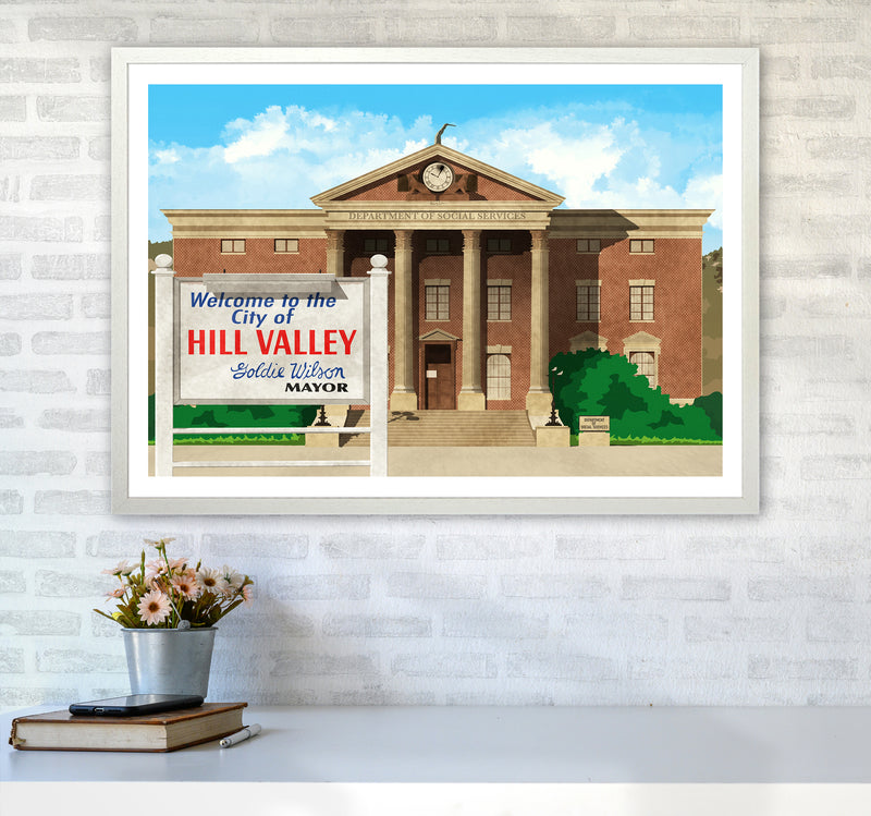 Hill Valley 1985 Revised Art Print by Richard O'Neill A1 Oak Frame