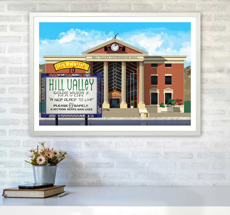 Hill Valley 2015 Revised Art Print by Richard O'Neill A1 Oak Frame