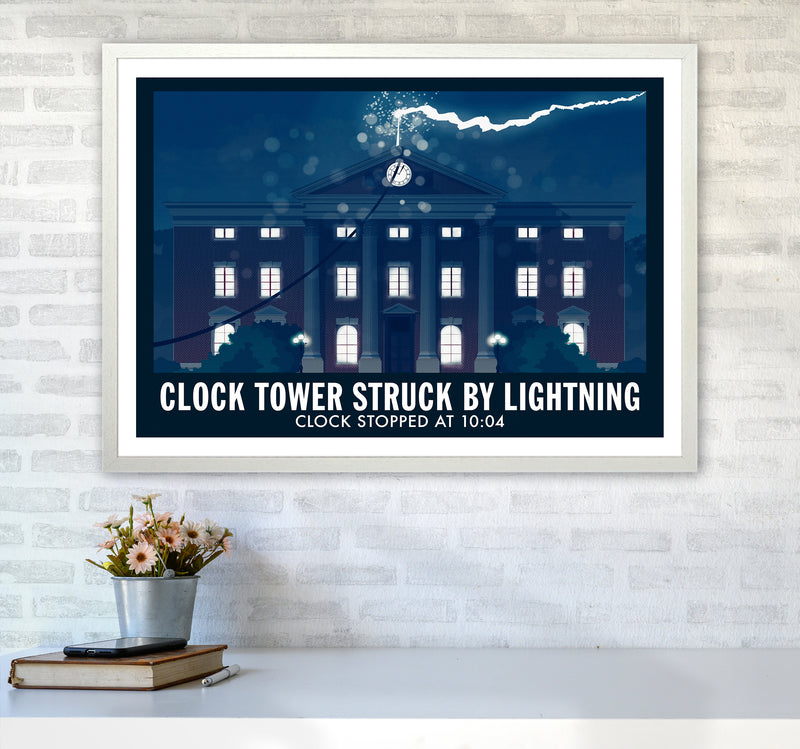 Clock Tower Struck By Lightning Art Print by Richard O'Neill A1 Oak Frame