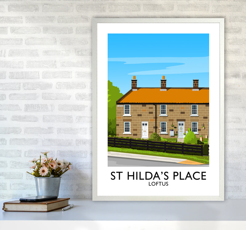 St Hilda's Place Portrait Art Print by Richard O'Neill A1 Oak Frame