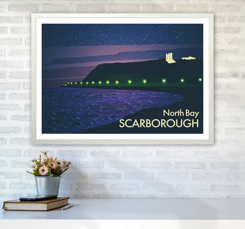 North Bay Scarborough (Night) Art Print by Richard O'Neill A1 Oak Frame