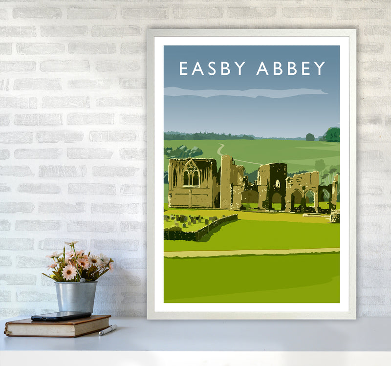 Easby Abbey Portrait Art Print by Richard O'Neill A1 Oak Frame
