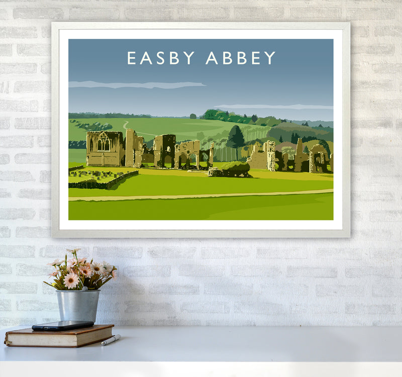 Easby Abbey Art Print by Richard O'Neill A1 Oak Frame