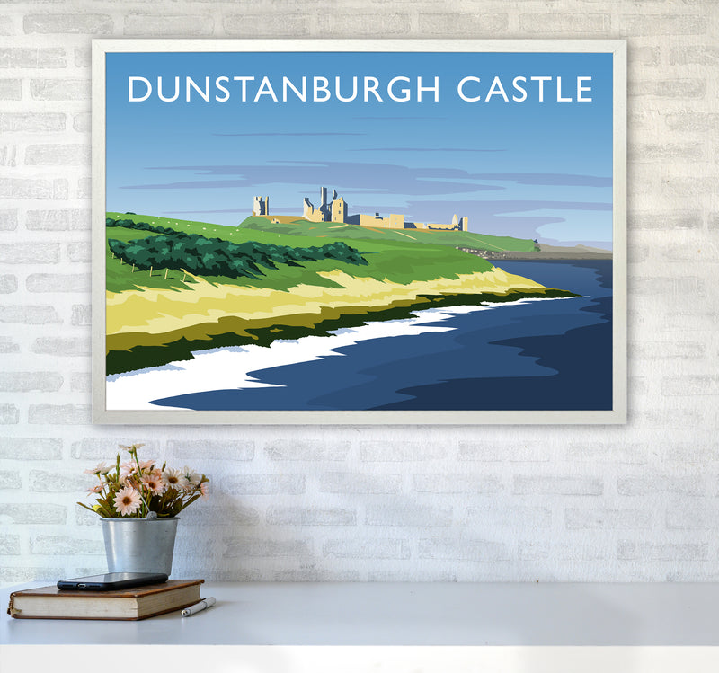 Dunstanburgh Castle Travel Art Print by Richard O'Neill A1 Oak Frame