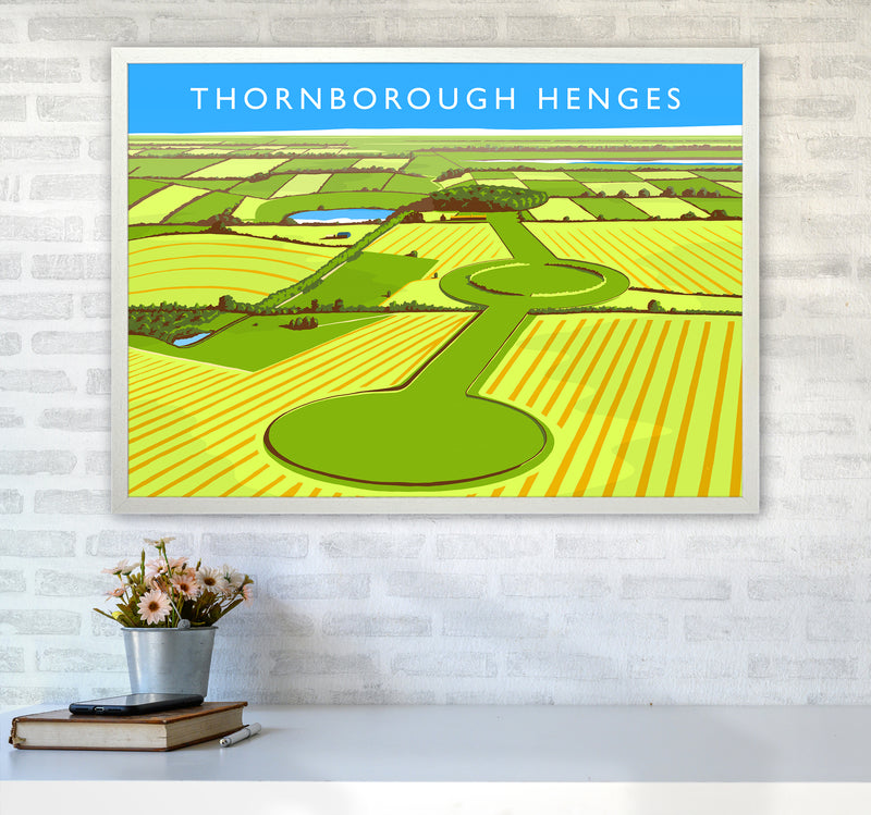 Thornborough Henges Travel Art Print by Richard O'Neill A1 Oak Frame