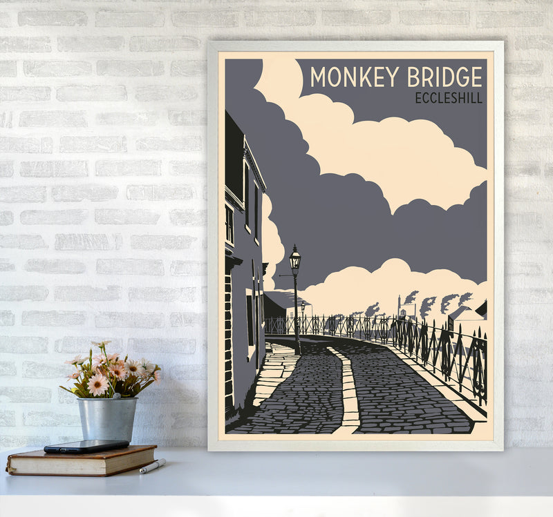 Monkey Bridge, Eccleshill Travel Art Print by Richard O'Neill A1 Oak Frame