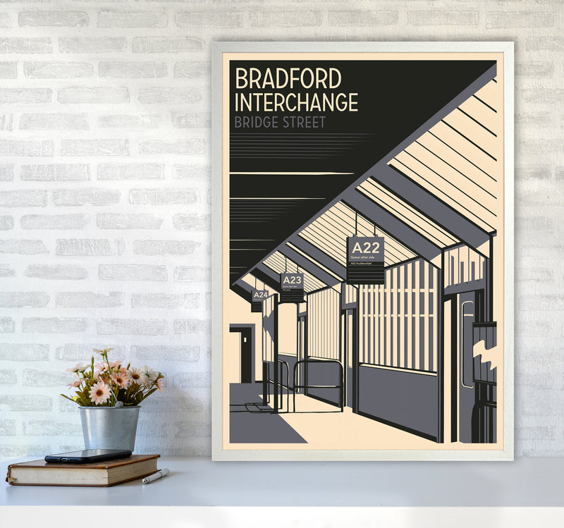 Bradford Interchange, Bridge Street portrait Travel Art Print by Richard O'Neill A1 Oak Frame