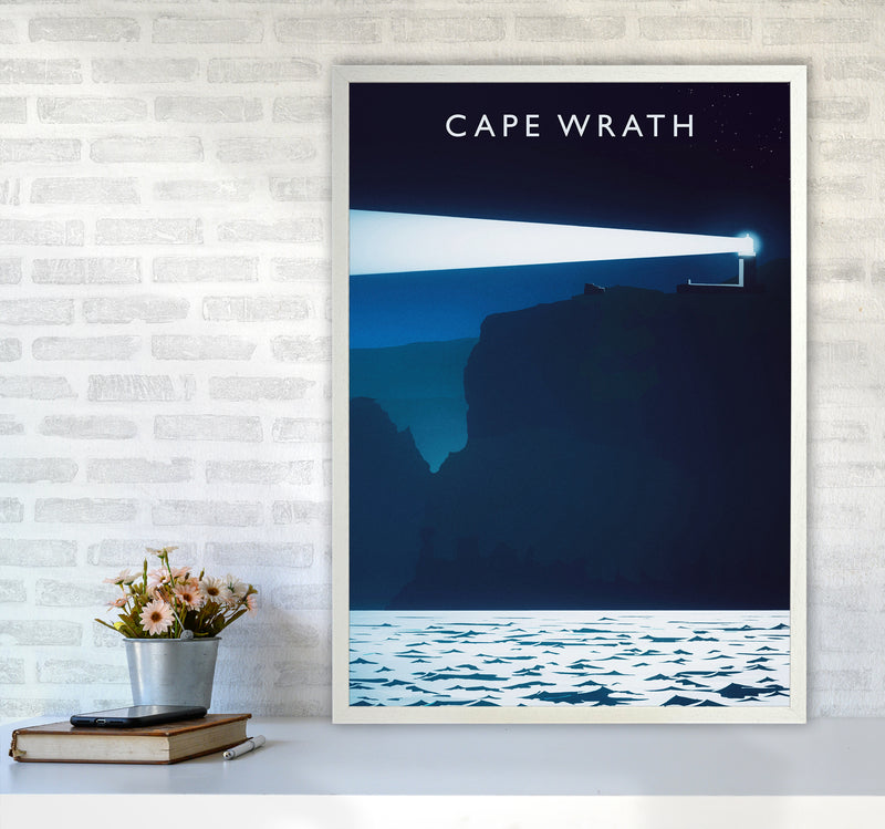 Cape Wrath portrait Travel Art Print by Richard O'Neill A1 Oak Frame