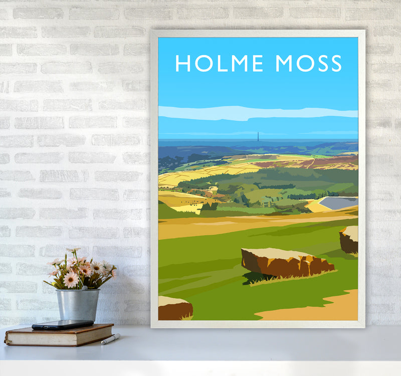 Holme Moss portrait Travel Art Print by Richard O'Neill A1 Oak Frame