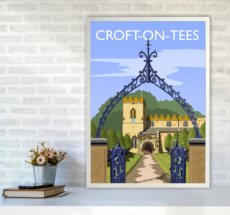 Croft-on-Tees Travel Art Print by Richard O'Neill A1 Oak Frame