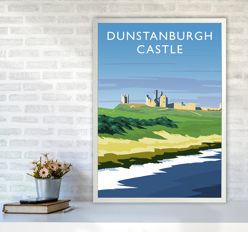 Dunstanburgh Castle portrait Travel Art Print by Richard O'Neill A1 Oak Frame