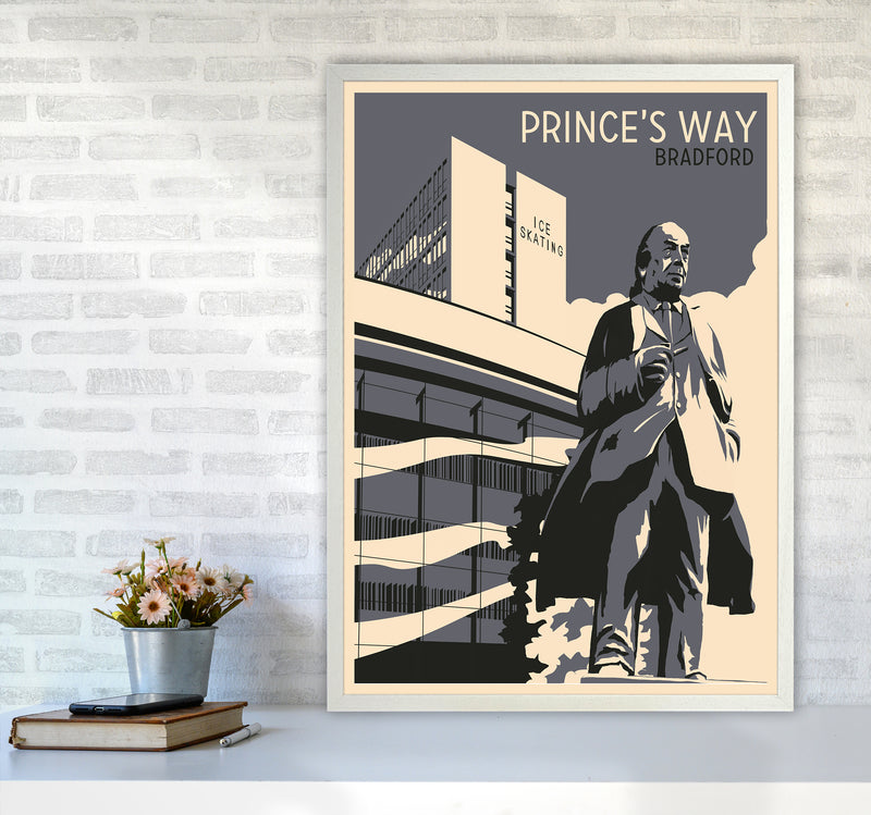Prince's Way, Bradford Travel Art Print by Richard O'Neill A1 Oak Frame